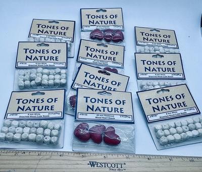 Craft Supply Lot: Square White Beads and Red Heart Beads