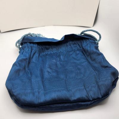 Double Drawstring Gold and Blue Bead Potli