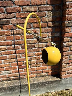 Mid Century Yellow Orbiter Floor Lamp (See Details)