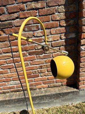 Mid Century Yellow Orbiter Floor Lamp (See Details)