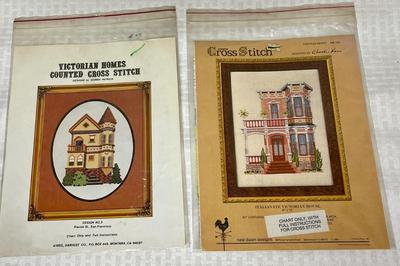 Pair of Cross Stitch Kits: Victorian Houses