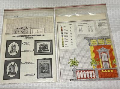 Pair of Cross Stitch Kits: Victorian Houses