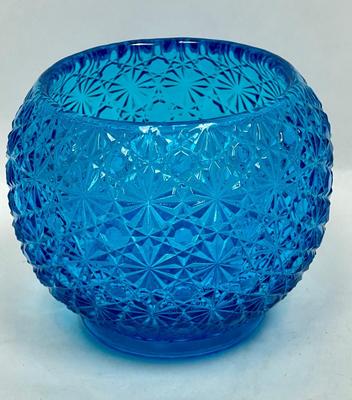 Blue Pressed Glass Bowl-shaped Candle Holder