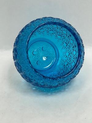 Blue Pressed Glass Bowl-shaped Candle Holder