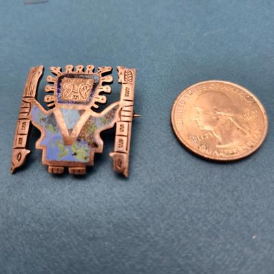 Azurite Inlay Brooch