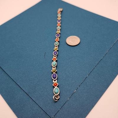 Multi stone Inlay in Sterling bracelet