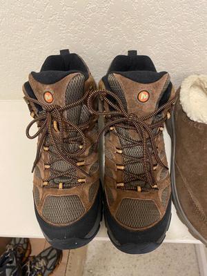 LIKE NEW MEN'S MERRELL HIKING BOOTS AND COMFY SLIP ONS