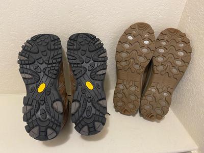 LIKE NEW MEN'S MERRELL HIKING BOOTS AND COMFY SLIP ONS
