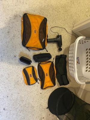 6 SPEED MUSCLE MASSAGE GUN AND OTHER LIFE ESSENTIAL’S LIKE LAUNDRY BASKETS, ETC