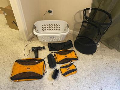 6 SPEED MUSCLE MASSAGE GUN AND OTHER LIFE ESSENTIAL’S LIKE LAUNDRY BASKETS, ETC