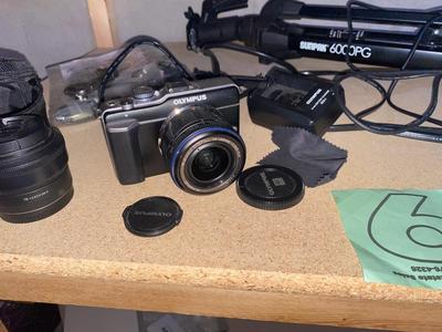 OLYMPUS PEN-E-PL1 DIGITAL CAMERA W/ EXTRA LENS AND TRIPOD