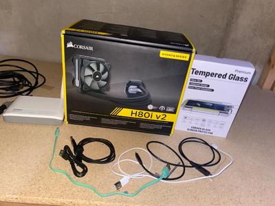CORSAIR HYDRO SERIES H80i V2 LIQUID CPU COOLER, ROUTER , VARIOUS POWER CORDS AND MORE