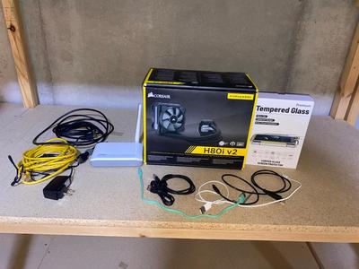 CORSAIR HYDRO SERIES H80i V2 LIQUID CPU COOLER, ROUTER , VARIOUS POWER CORDS AND MORE