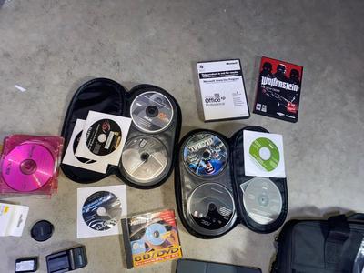 SEVERAL PC GAMES, START-UP DISCS, A PANASONIC CAMERA, TRIPOD AND MORE