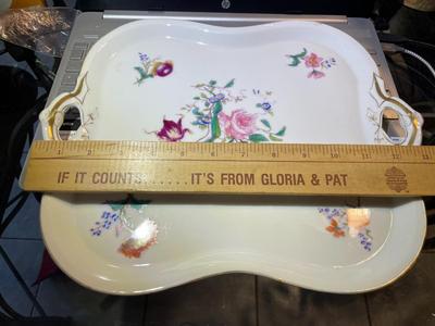 Antique Hand Painted Porcelain 13" Bavarian Style Unmarked Serving Giving for a Wedding Gift in 1881 as Pictured.