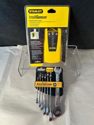 Lot 12. Studfinder and Ratcheting Combo Wrench Set