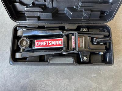 CRAFTSMAN 2-1/4 TON TROLLEY JACK IN CASE AND 3 TON JACK STANDS