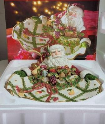 Fitz & Floyd Renaissance Santa Server Dish Plate Bowl Christmas New in Open Box
