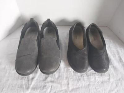 TWO PAIRS BLACK SLIP-ON SHOES