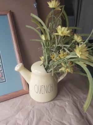 FRAMED BUNNY/GARDEN ARTWORK AND DECRO WATERCAN