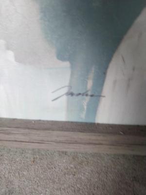NICE FRAMED BLUE TONE SIGNED WALL ART