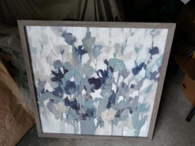 NICE FRAMED BLUE TONE SIGNED WALL ART