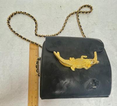 Via Piaggi Black Purse with Shoulder Strap