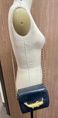 Via Piaggi Black Purse with Shoulder Strap