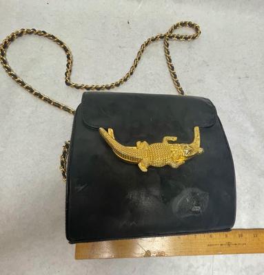 Via Piaggi Black Purse with Shoulder Strap