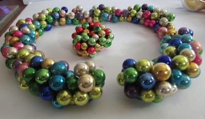 Tiny Glass Ornaments Turned Into Garland and Ball