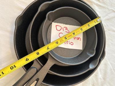 3 cast iron pans