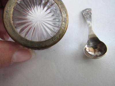 Old Silverplate Salt Dip and Amber Glass Salt Dip
