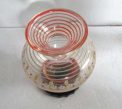 Old Art Deco Art Glass Hand Enameled Vase