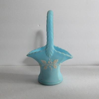 Old Fenton Blue MIlk Glass Basket