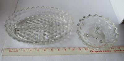 Fostoria American Divided Relish and Footed Bowl