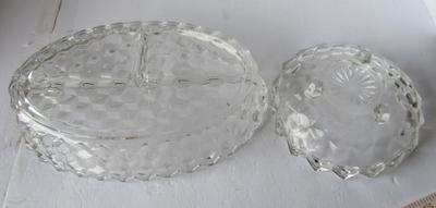 Fostoria American Divided Relish and Footed Bowl