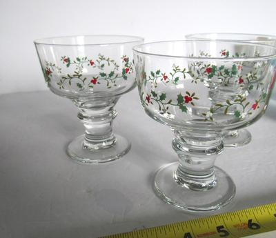Older Glass Ice Cream or Dessert Glasses, Pfaltzgraff Winterberry Pattern