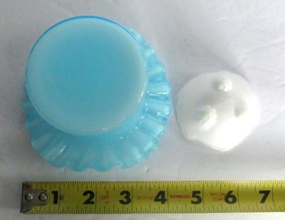 Old Fenton Glass Hat and Milk Glass Maple Leaf Salt Dip