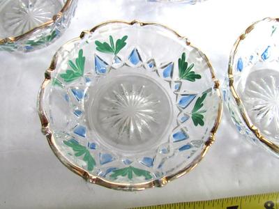 Nice Old Pressed Glass Hand Painted/Enameled Berry Bowl Set
