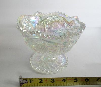 Smith Glass Clear Carnival Footed Compote