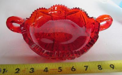Dalzell Viking Red 2 Handled Glass Large Nappy