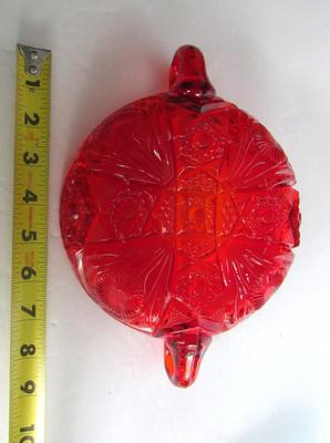 Dalzell Viking Red 2 Handled Glass Large Nappy