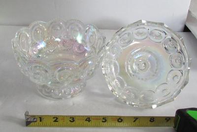 Older Smith Glass Moon and Star Carnival Glass Covered Compote