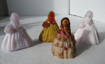 4 Older Boyd Glass Dolls, One is Hand Painted, 3 Are Satin Glass