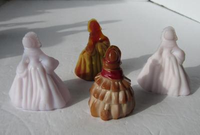 4 Older Boyd Glass Dolls, One is Hand Painted, 3 Are Satin Glass