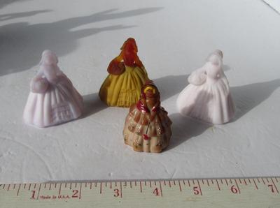 4 Older Boyd Glass Dolls, One is Hand Painted, 3 Are Satin Glass