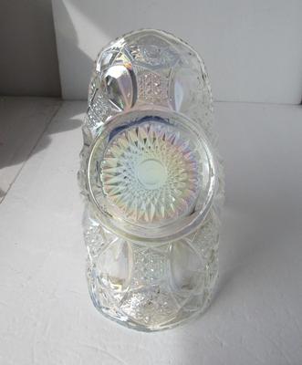 Pretty Smith Glass Clear Carnival Glass Basket