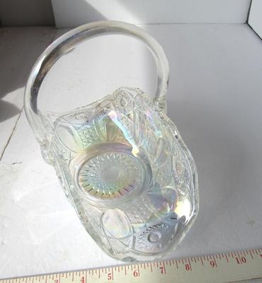 Pretty Smith Glass Clear Carnival Glass Basket