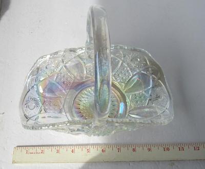Pretty Smith Glass Clear Carnival Glass Basket