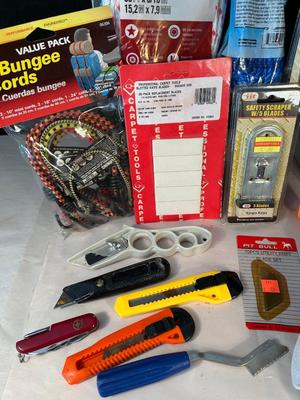 Lot 44. Ropes, Cutters, Zip Ties, Gloves, Bungee Cords